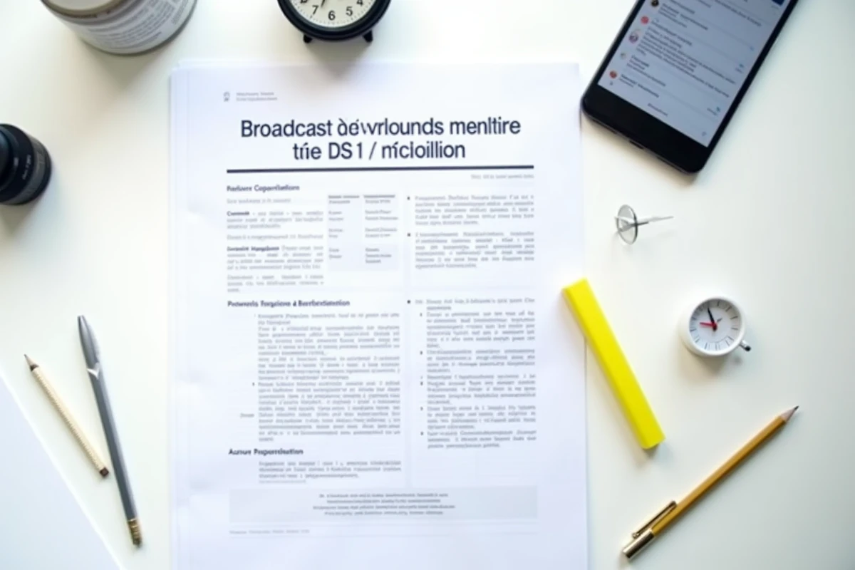 Document réglementaire français sur les limites légales de publicité télévisée par heure posé sur un bureau avec surligneur